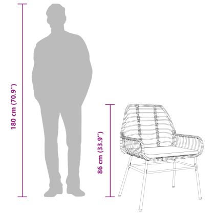 Градински столове 2 бр с възглавници черен полиратан
