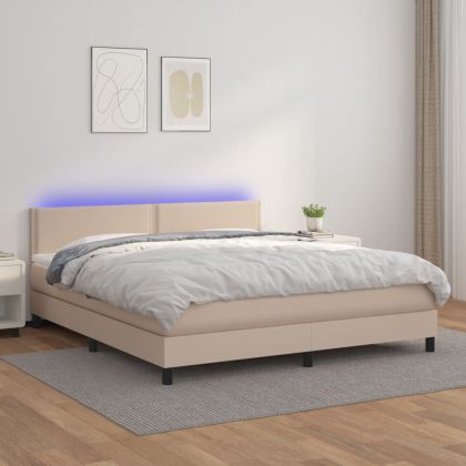 Боксспринг легло с матрак LED капучино 160x200 см