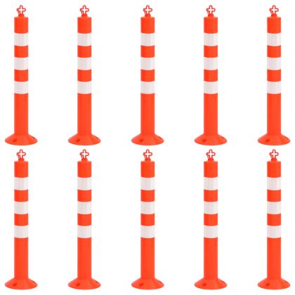 Сигнални колчета за контрол на трафика 10 бр с верига 75 см PE