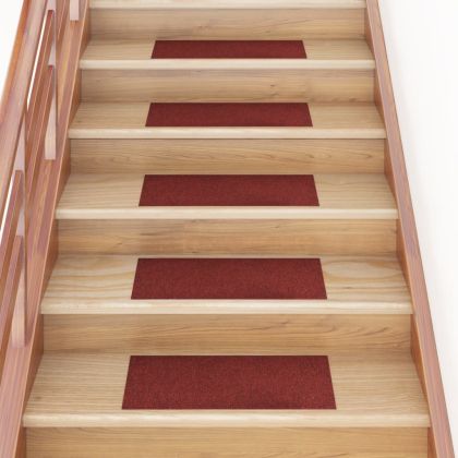 Самозалепващи стелки за стълби, 15 бр, 60x25 см, червени