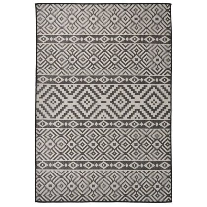 Градински плоскотъкан килим, 160x230 см, черни шевици