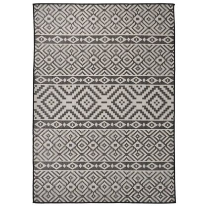 Градински плоскотъкан килим, 120x170 см, черни шевици