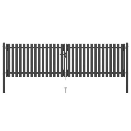 Градинска порта за ограда, стомана, 4x1,25 м, антрацит