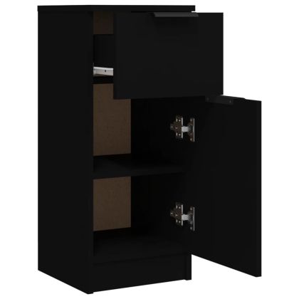 Сайдборд, черен, 30x30x70 см, инженерно дърво