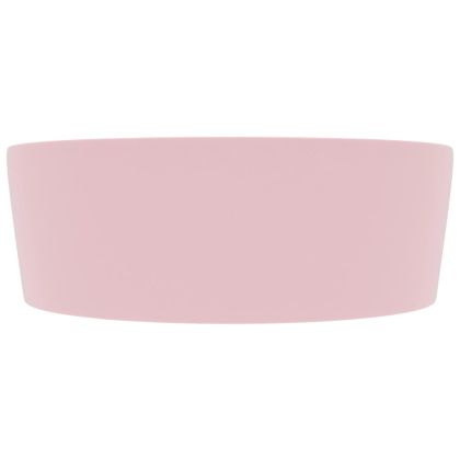 Луксозна мивка с преливник розов мат 36x13 см керамика