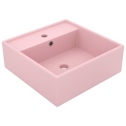 Мивка с преливник лукс квадрат розов мат 41x41 см керамика