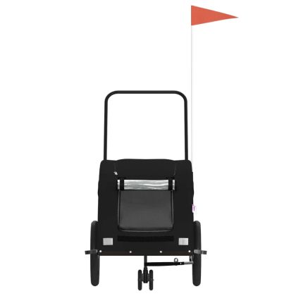 Ремарке за колело за любимци черно Оксфорд плат и желязо