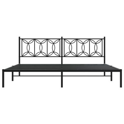 Метална рамка за легло с горна табла, черна, 193x203 см