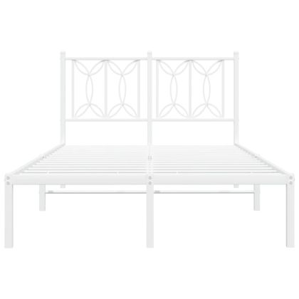 Метална рамка за легло с горна табла, бяла, 120x190 см