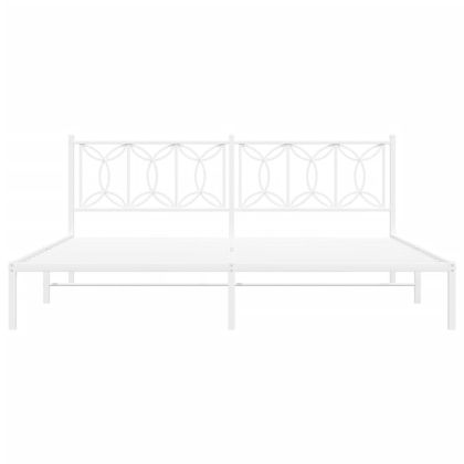 Метална рамка за легло с горна табла, черна, 193x203 см