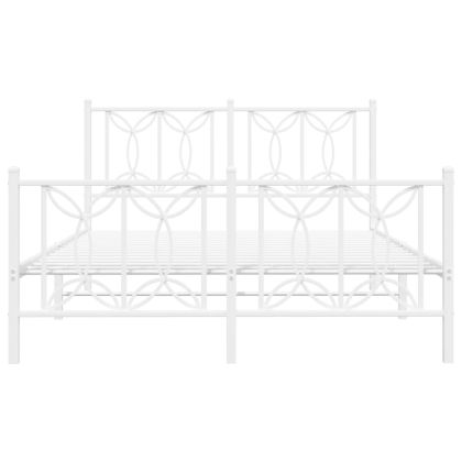 Метална рамка за легло с горна и долна табла, бяла, 140x190 см