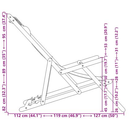 Сгъваем плажен стол, на листа, масивно дърво евкалипт и плат
