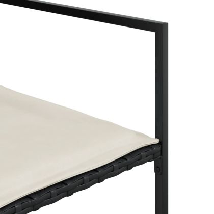 Градински комплект с възглавници 15 части полиратан черен