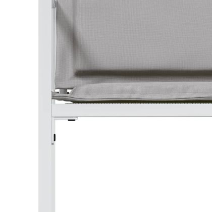 Градински столове с възглавници, 4 бр, бял, стомана и текстилен