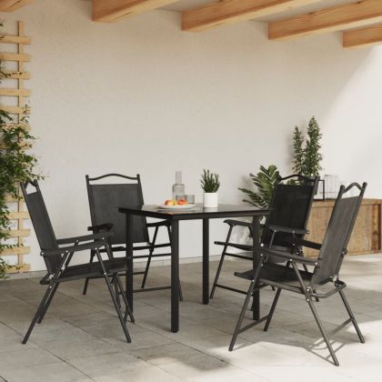 Сгъваеми градински столове 4 бр меланж сив стомана и текстилен