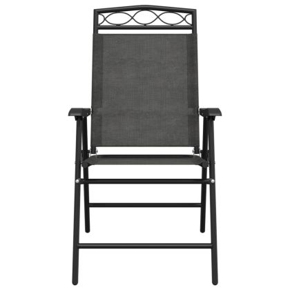 Сгъваеми градински столове 4 бр меланж сив стомана и текстилен