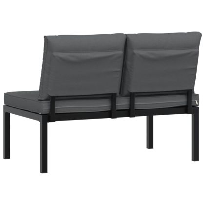 Градинска пейка с възглавници, черен, алуминий