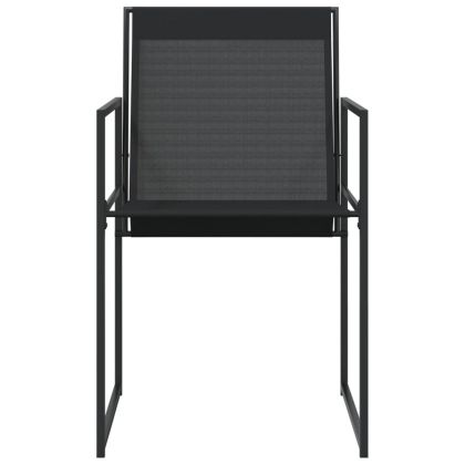 Градински столове, 4 бр, черен, стомана и текстилен