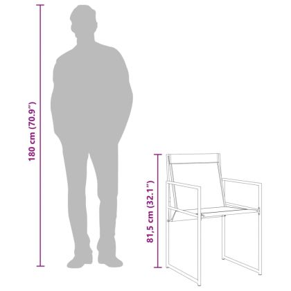 Градински столове, 4 бр, черен, стомана и текстилен