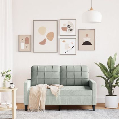 2-местен диван, светлосив, 120 см, кадифе