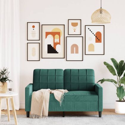 2-местен диван, тъмнозелен, 120 см, кадифе