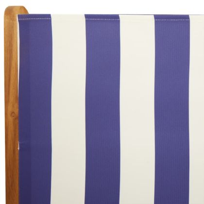 Градински столове, 2 бр, синьо-бял, акация масив и плат