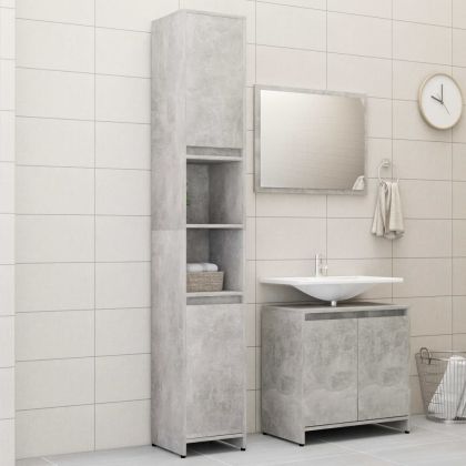 Комплект мебели за баня от 3 части, бетонно сив, ПДЧ
