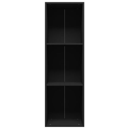 Библиотека/ТВ шкаф, черна, 36x30x114 см, инженерно дърво