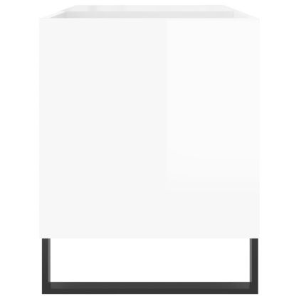 Шкаф за грамофонни плочи бял гланц 85x38x48 см инженерно дърво