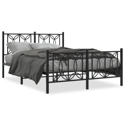 Метална рамка за легло с горна и долна табла, черна, 140x190 см