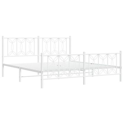 Метална рамка за легло с горна и долна табла, бяла, 180x200 см