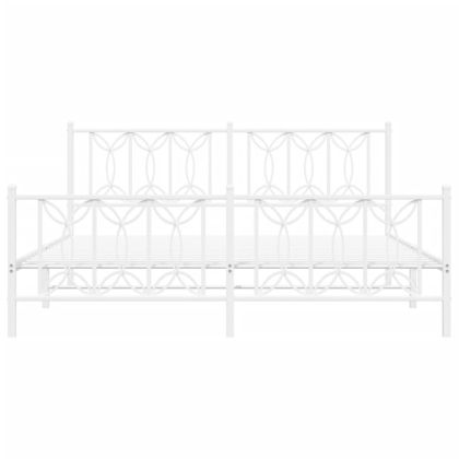 Метална рамка за легло с горна и долна табла, бяла, 180x200 см