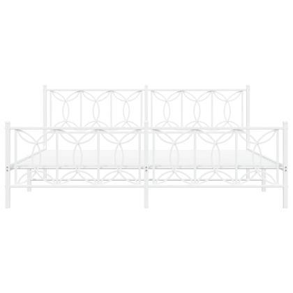 Метална рамка за легло с горна и долна табла, бяла, 200x200 см