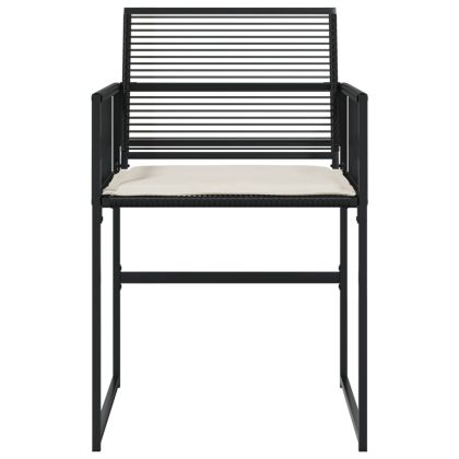 Градински столове с възглавници, 4 бр, черен, полиратан