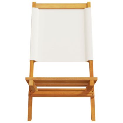 Градински столове, 2 бр, кремавобял, акация масив и плат
