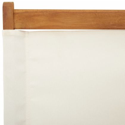 Сгъваеми градински столове, 4 бр, кремави, плат и дърво масив