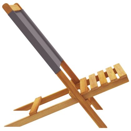 Сгъваеми градински столове, 8 бр, антрацит, плат и дърво масив