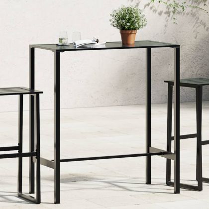 Бар маса, черна, 100x50x110 см, прахово боядисана стомана