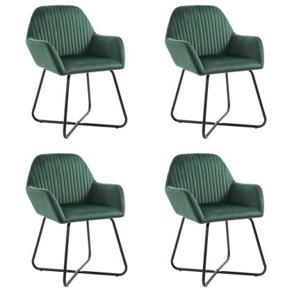 Трапезни столове, 4 бр, зелени, кадифе