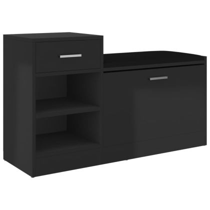 Пейка за обувки, черен гланц, 94,5x31x57 см, инженерно дърво