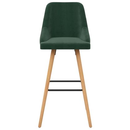 Бар табуретки, 2 бр, тъмнозелени, кадифе