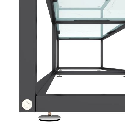 ТВ шкаф, бял мрамор, 220x40x40,5 см, закалено стъкло