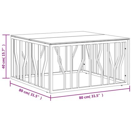 Маса за кафе златиста 80x80x40 cм неръждаема стомана и стъкло