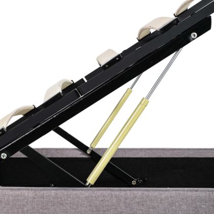 Легло с повдигащ механизъм, таупе, текстил, 100x200 см