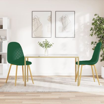 Трапезни столове, 2 бр, тъмнозелени, кадифе