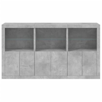 Сайдборд с LED светлини, бетонно сив, 181,5x37x100 см