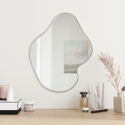Стенно огледало, сребро, 50x40 см