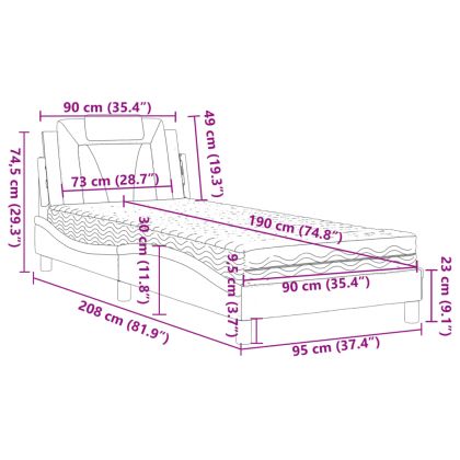 Легло Viana без матрак, бяло, 90x190 см изкуствена кожа