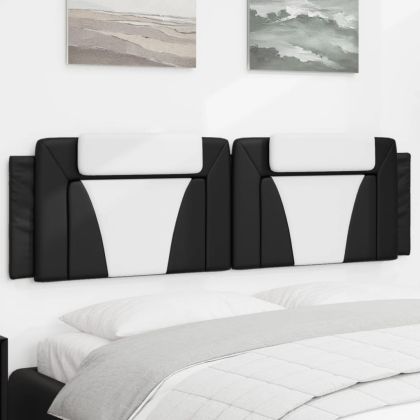 Мека табла за легло, черна и бяла, 180 см, изкуствена кожа