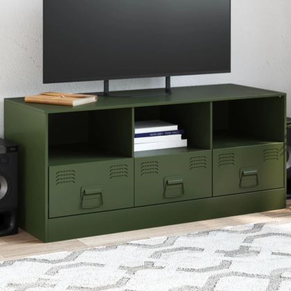 ТВ шкаф, маслиненозелен, 99x39x44 см, стомана